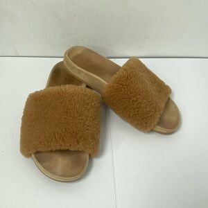 Jenni Kayne 39 Tan Shearling Slide Sandal Slippers